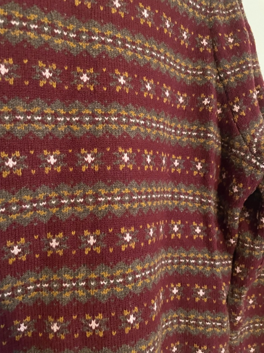 Faherty Maroon Fair Isle Crewneck Sweater - Picture 2 of 5